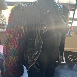 Multicolor Faux Fur Sleeve Jacket